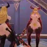 Succubus Magik skin in Marvel Rivals with demonic horns and revealing body details.