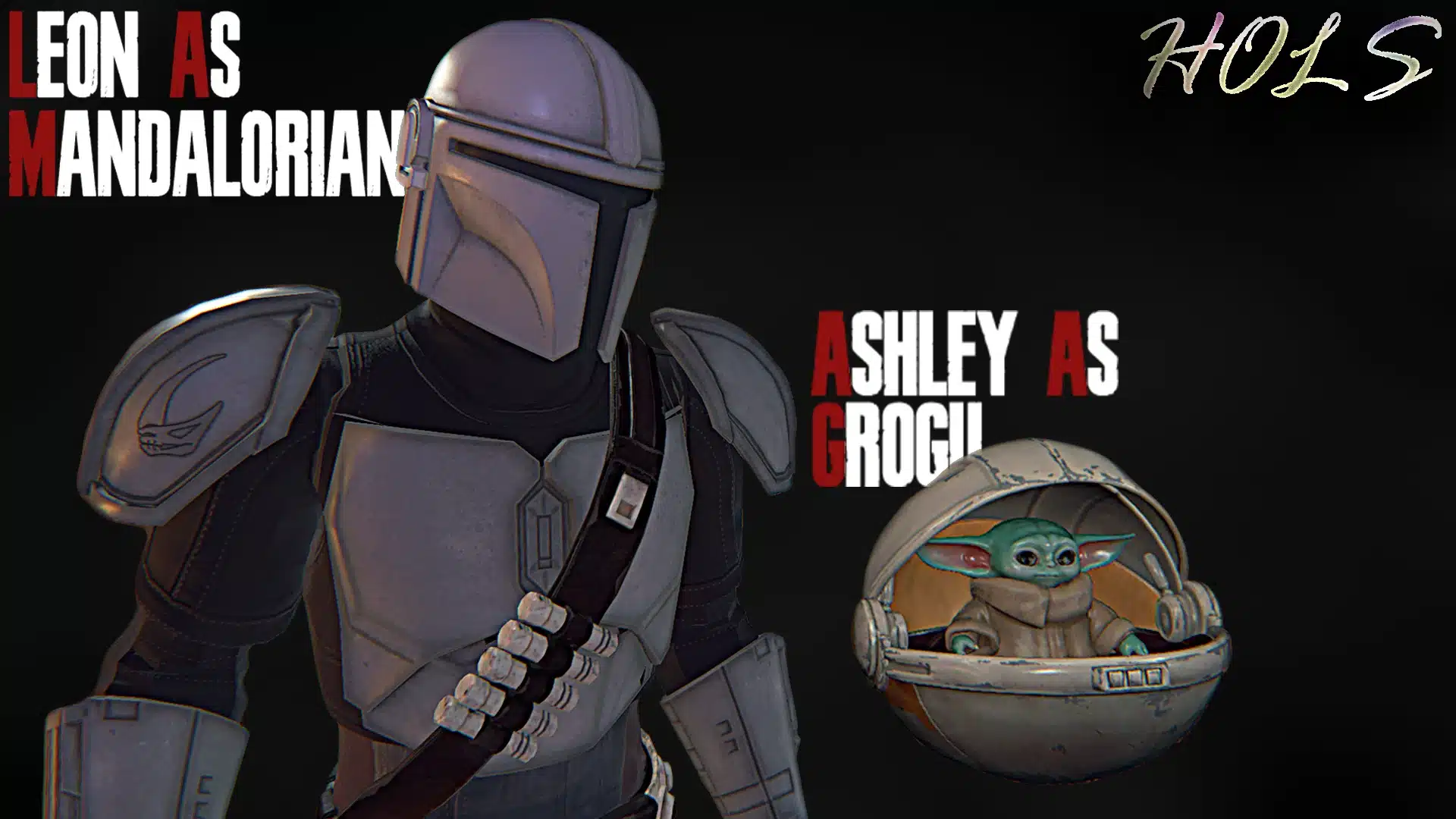 Leon as Mandalorian and Ashley replaced by Grogu in Resident Evil 4 mod