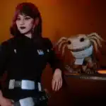 Imperial Navy officer skin mod in Star Wars Outlaws with Kay Vess and her companion