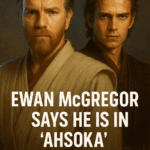 Obi-Wan Kenobi and Anakin Skywalker promotional artwork with bold headline announcing Ewan McGregor’s role in Ahsoka Season 2.