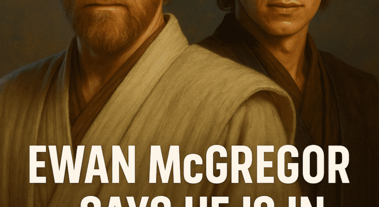 Obi-Wan Kenobi and Anakin Skywalker promotional artwork with bold headline announcing Ewan McGregor’s role in Ahsoka Season 2.