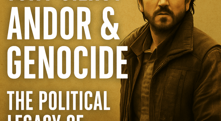 Cassian Andor with political symbolism connecting Star Wars and real-world conflicts