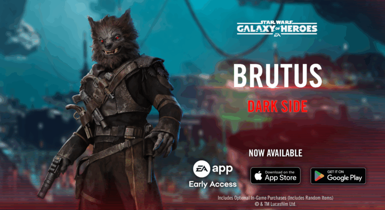 Brutus Galaxy of Heroes promo poster with Dark Side branding