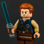 LEGO Cal Kestis minifigure holding a blue lightsaber from LEGO Star Wars: Rebuild the Galaxy – Pieces of the Past