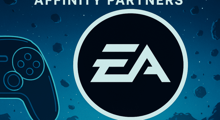 Electronic Arts EA headquarters building with digital Star Wars graphics representing  billion acquisition deal.