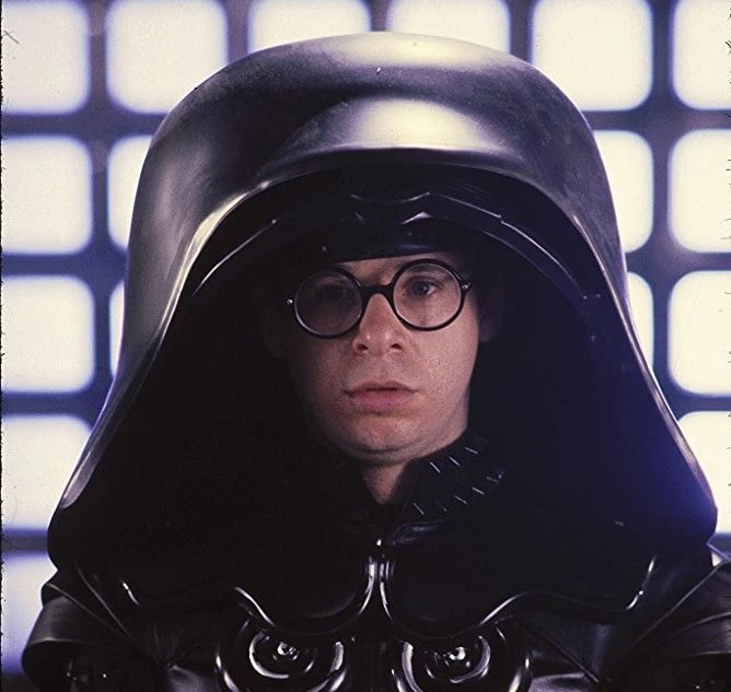 Rick Moranis in full Dark Helmet costume from the original Spaceballs movie.