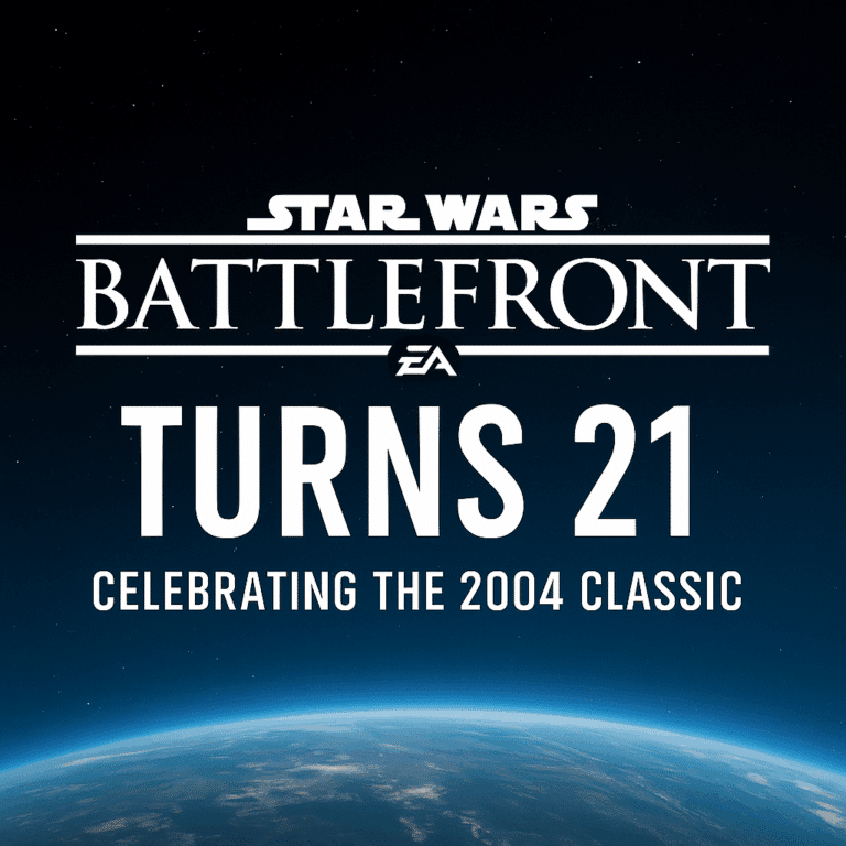 Star Wars Battlefront 21st anniversary digital graphic celebrating the 2004 game classic.
