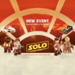 LEGO Star Wars: Castaways Solo A Star Wars Story event poster featuring LEGO Han Solo, Lando Calrissian, Qi’ra, and Tobias Beckett with event dates October 1–31, 2025.