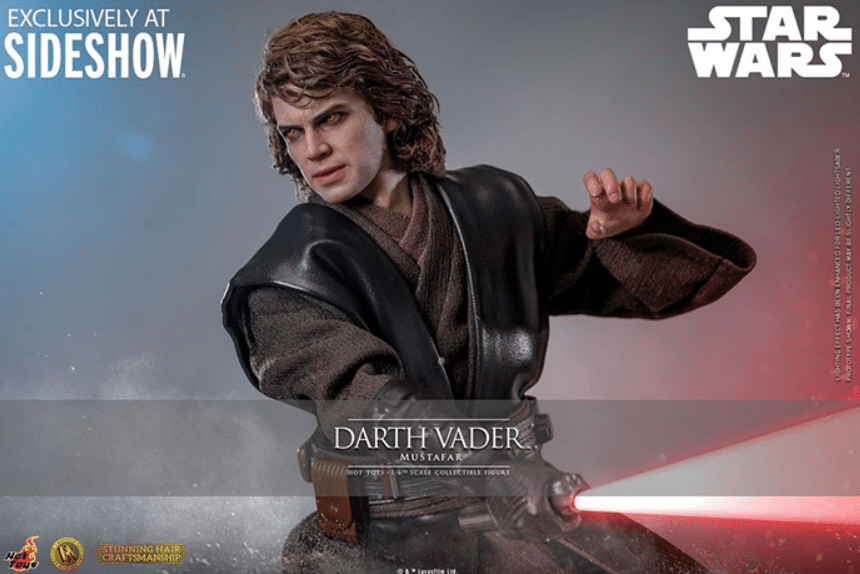 Hot Toys Darth Vader Mustafar Artisan Edition figure holding a red lightsaber, exclusively from Sideshow Collectibles.