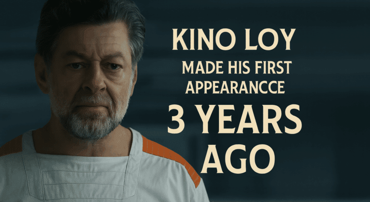 Kino Loy from Andor in Narkina 5 prison uniform with text marking his first appearance three years ago