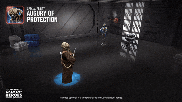 Zuckuss activates Augury of Protection ability in Star Wars Galaxy of Heroes