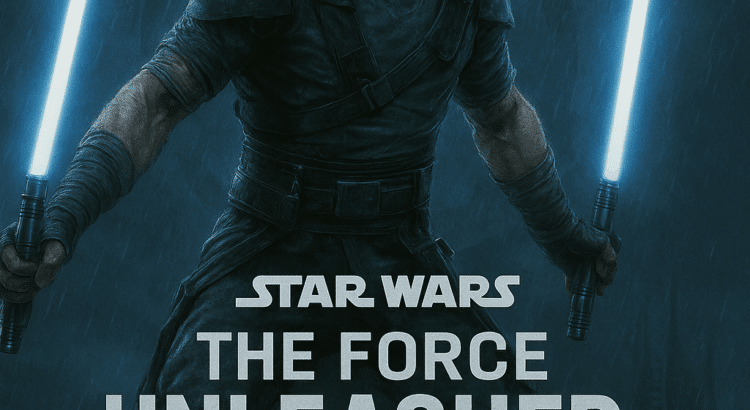 Starkiller with dual blue lightsabers in a cinematic Star Wars: The Force Unleashed II 15th anniversary poster