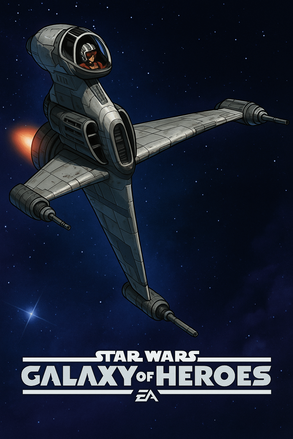 Star Wars Galaxy of Heroes B-Wing starfighter kit reveal with Home One Rebel fleet synergy.