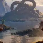 Close-up of multiple futa Li Mei nude mod variants posing in front of the dragon statue arena in Mortal Kombat 1.