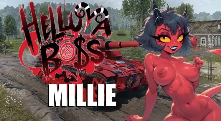 Helluva Boss Millie NSFW War Thunder tank skin with red demon character artwork