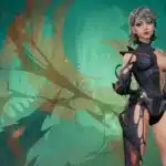 Luna Snow posing confidently in the Skimpy Abyssal Glow mod with abyss-themed background.