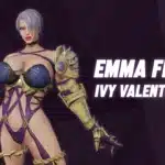 Emma Frost Ivy Valentine Style mod in Marvel Rivals showcasing the front view of the character with the redesigned purple and gold armor outfit.