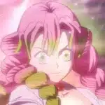 Mitsuri Kanroji preparing to attack with her glowing pink sword in Demon Slayer: The Hinokami Chronicles 2.