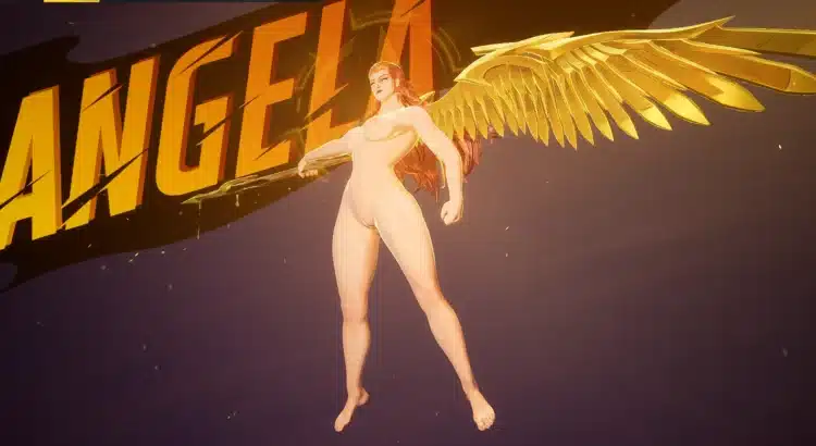 Angela Goddess of Rome nude mod showcase with golden wings in Marvel Rivals