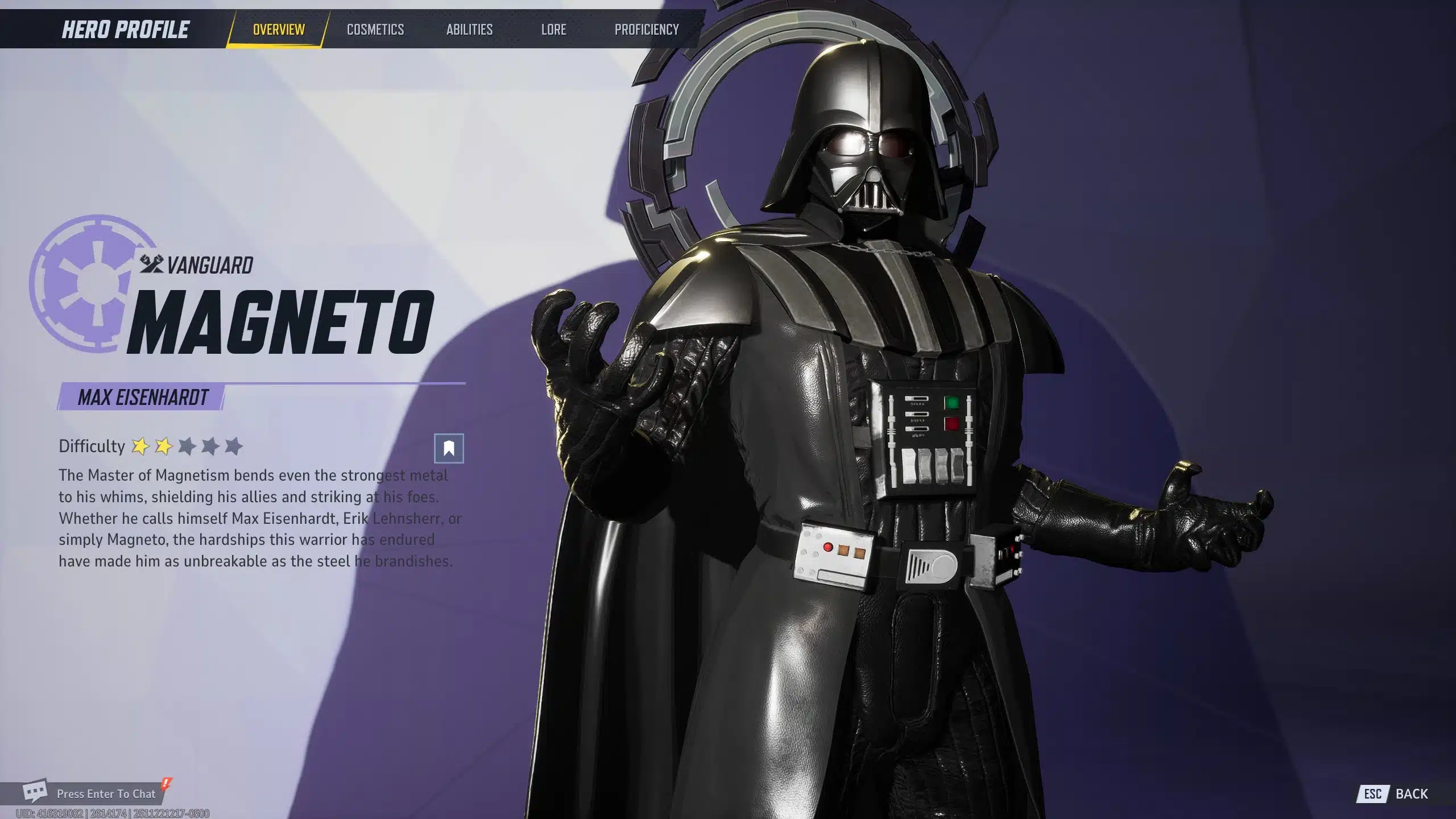 Darth Vader mod replacing Magneto using the “Crimes Against Humanity” emote in Marvel Rivals.