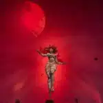 Zombie Scarlet Witch floating under a red moon in Marvel Rivals NSFW mod.