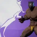 Wide showcase of skimpy NSFW Black Panther mod with purple background