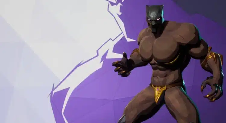 Wide showcase of skimpy NSFW Black Panther mod with purple background