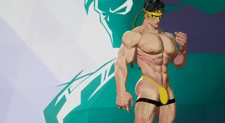 Iron Fist nude NSFW mod with muscular model wearing black fishnet stockings in Marvel Rivals