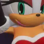 Rouge the Bat Christmas-themed model modded in Sonic Racing: CrossWorlds with festive outfit and enhanced detail.