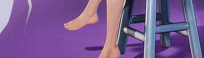 Close-up view of Psylocke’s bare feet from the Summer Skin no-shoes mod in Marvel Rivals.