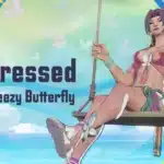 Psylocke Undressed Breezy Butterfly mod showcase with character sitting on a swing in Marvel Rivals.
