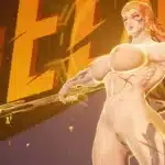 Marvel Rivals Nude Angela mod showcase with golden wings and dramatic lighting.