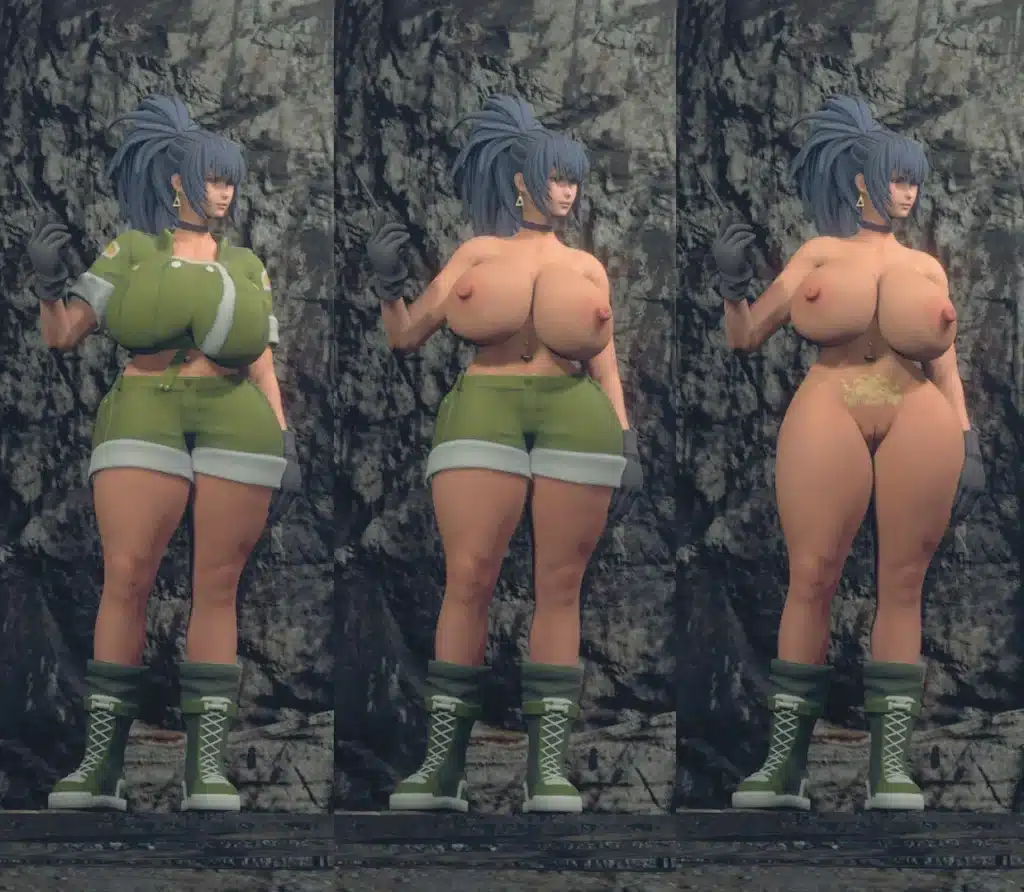Leona Heidern mod variations displayed in a character comparison lineup for Resident Evil 4.