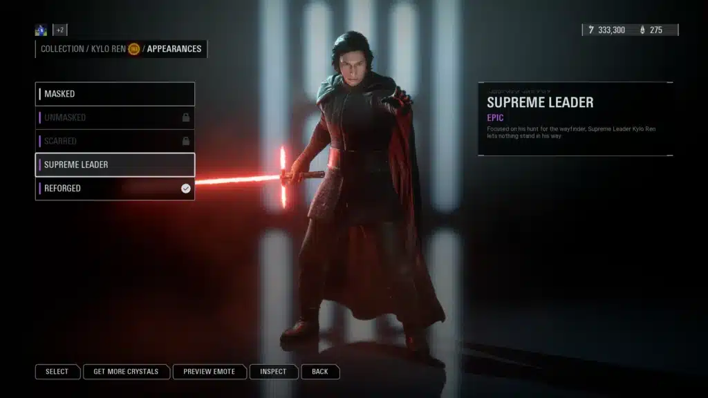 Helmetless Supreme Leader Kylo Ren skin from the Battlefront II Kylo Ren Overhaul