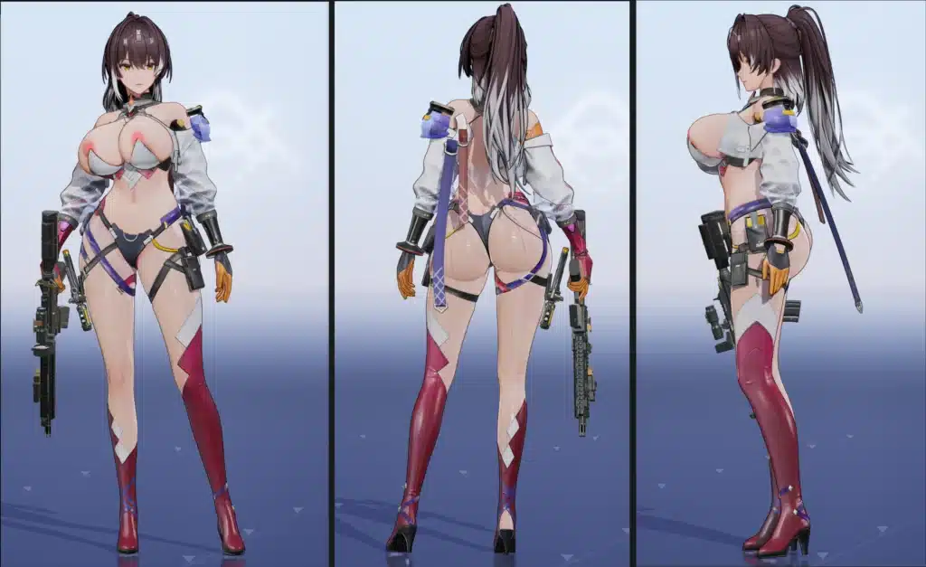 Snowbreak Haru-Raikou nude mod full body 3D turntable preview
