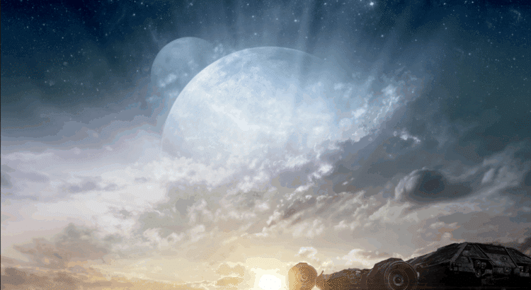 Official Star Wars: Skeleton Crew soundtrack cover featuring a starship at sunrise, a group of children running across a field, and the series logo with “Score by Mick Giacchino.”