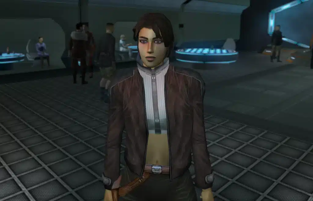 KOTOR 2 Handmaiden rendered with high-resolution enhanced face textures
