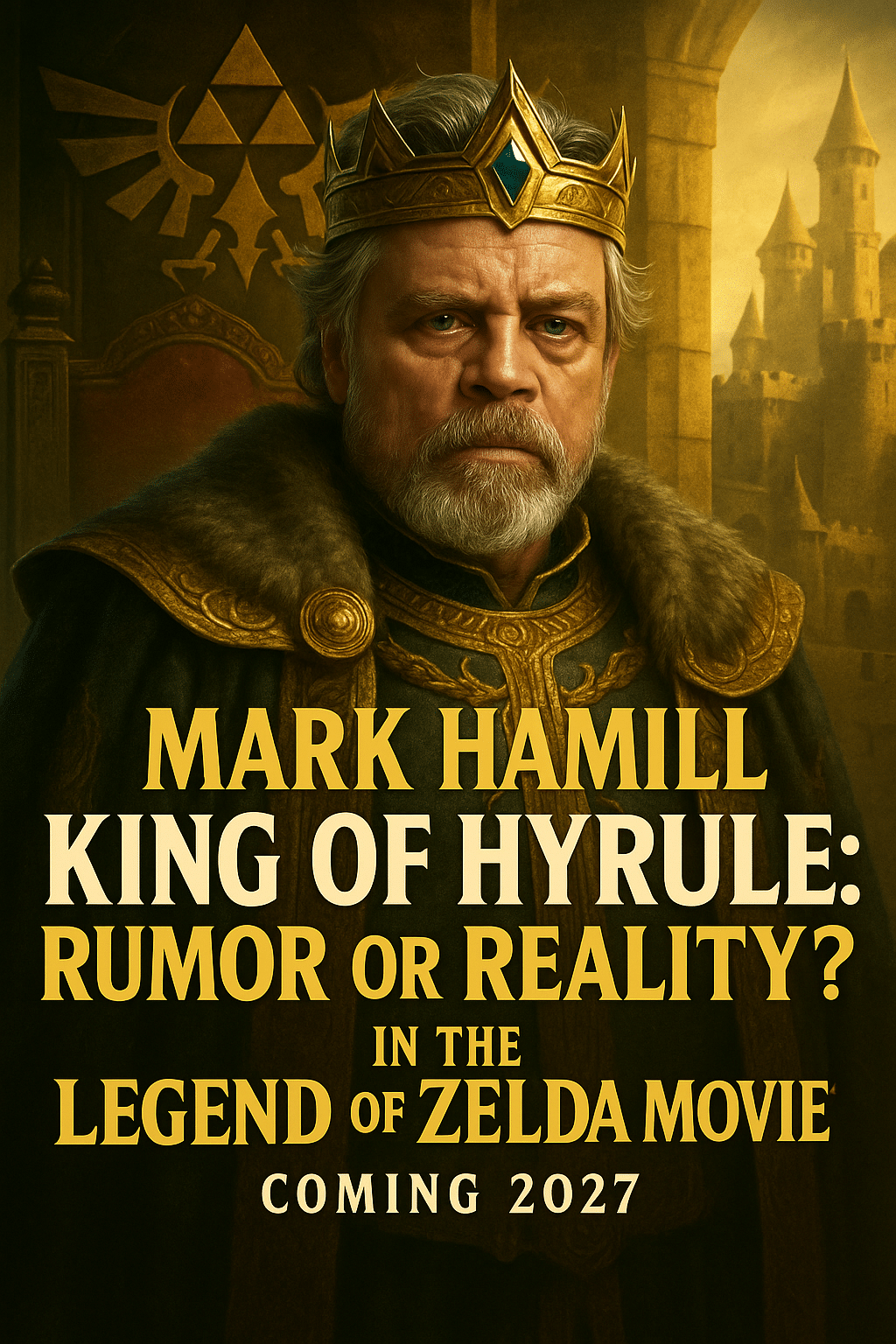 Mark Hamill as the King of Hyrule in a cinematic Legend of Zelda movie poster concept