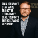 Stylized image of filmmaker Rian Johnson with the text “Rian Johnson’s Star Wars Trilogy Is Effectively Dead” over a dark sci-fi background.