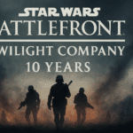 Star Wars Battlefront: Twilight Company 10th Anniversary banner with Rebel soldiers in a smoky battlefield