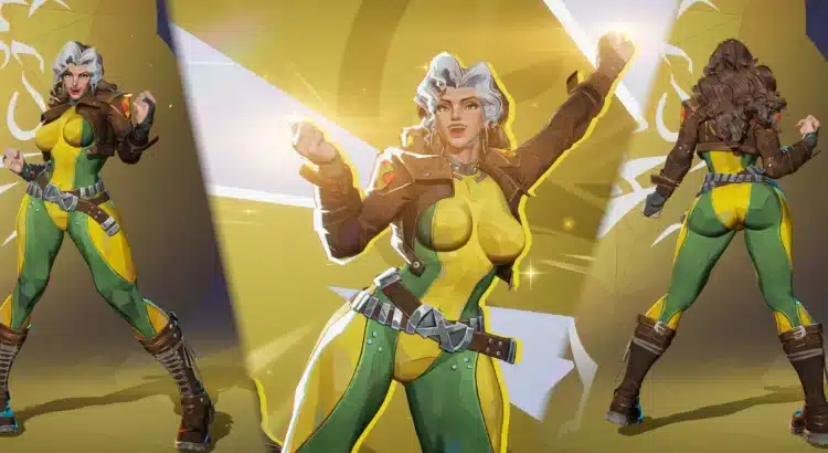 Thicc Rogue mod for Marvel Rivals showing front and back views with enhanced body proportions