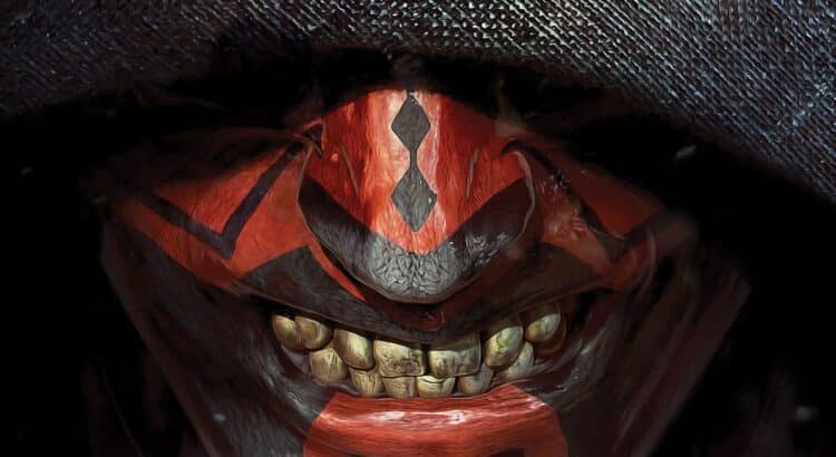 Shadow of Maul poster showing a dark close-up of Darth Maul with a sinister grin.