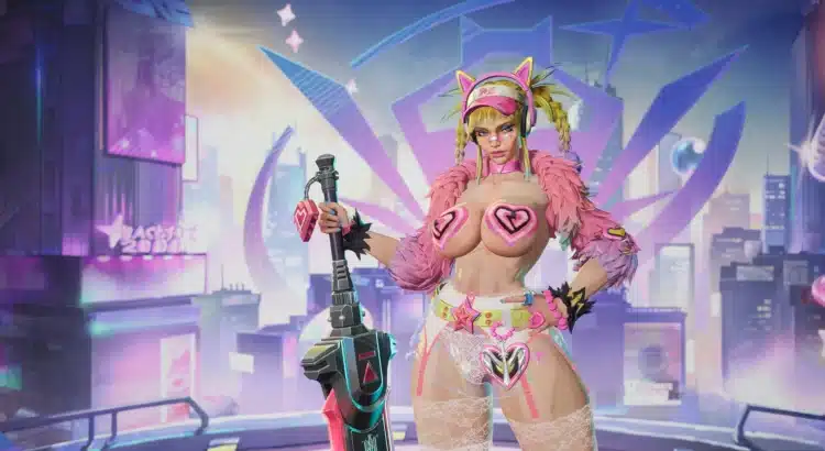 Magik New Millennia Might nude mod showcase with neon pink cyber theme in Marvel Rivals