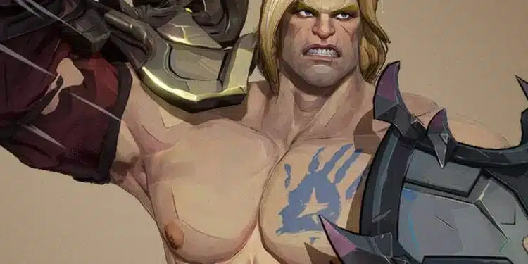 Captain America gladiator no breastplate NSFW mod showing exposed chest and tattoo