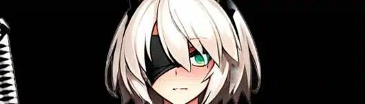 Anime-style Stardew Valley NPC portrait with white hair and eyepatch in waifu art style