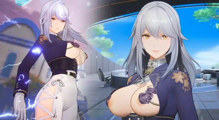 Lyfe Infinite Sight Ride the Breeze naughty mod showcase featuring edited cleavage and exposed chest in Snowbreak Containment Zone.