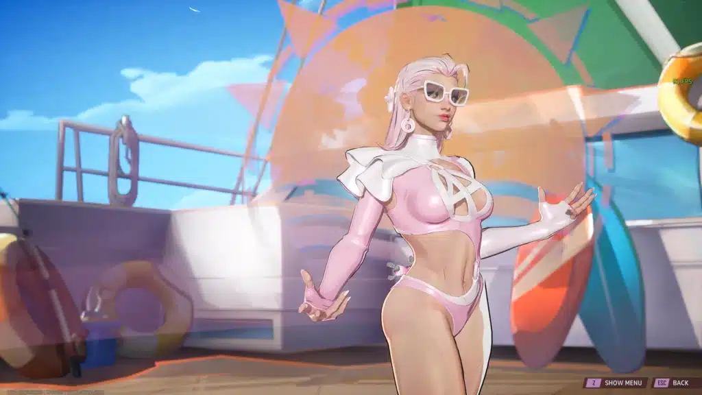 Marvel Rivals Invisible Woman Pink outfit full body in-game view mod