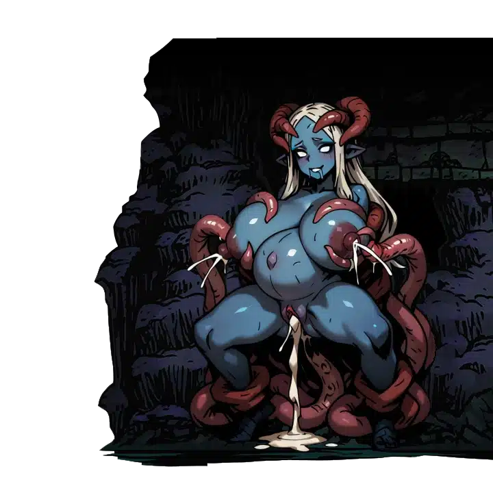Darkest Dungeon Cove background replacer showing an explicit eldritch sea creature in a dark underwater cavern