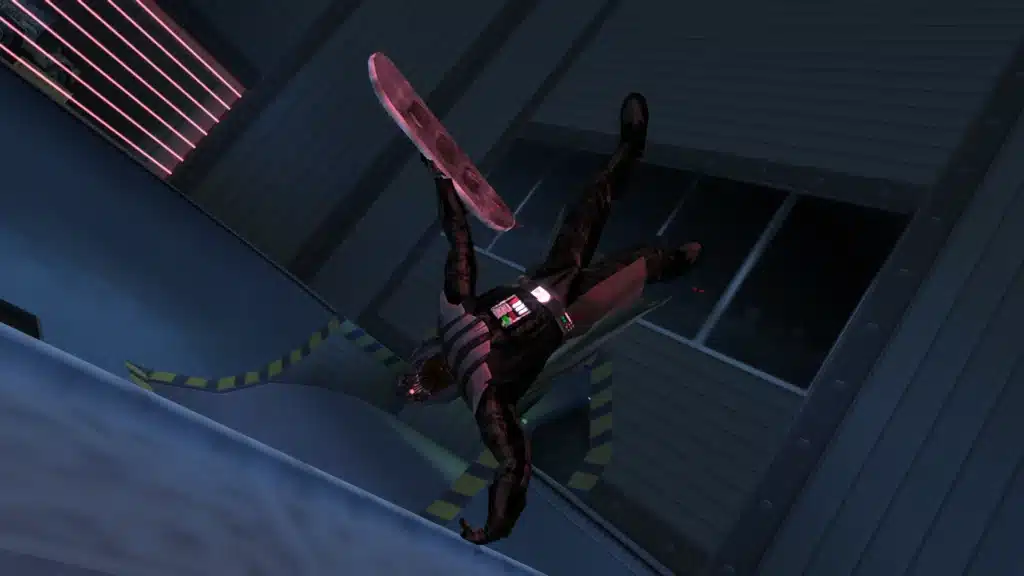Darth Vader bailing during a trick in Tony Hawk’s American Wasteland modded gameplay.