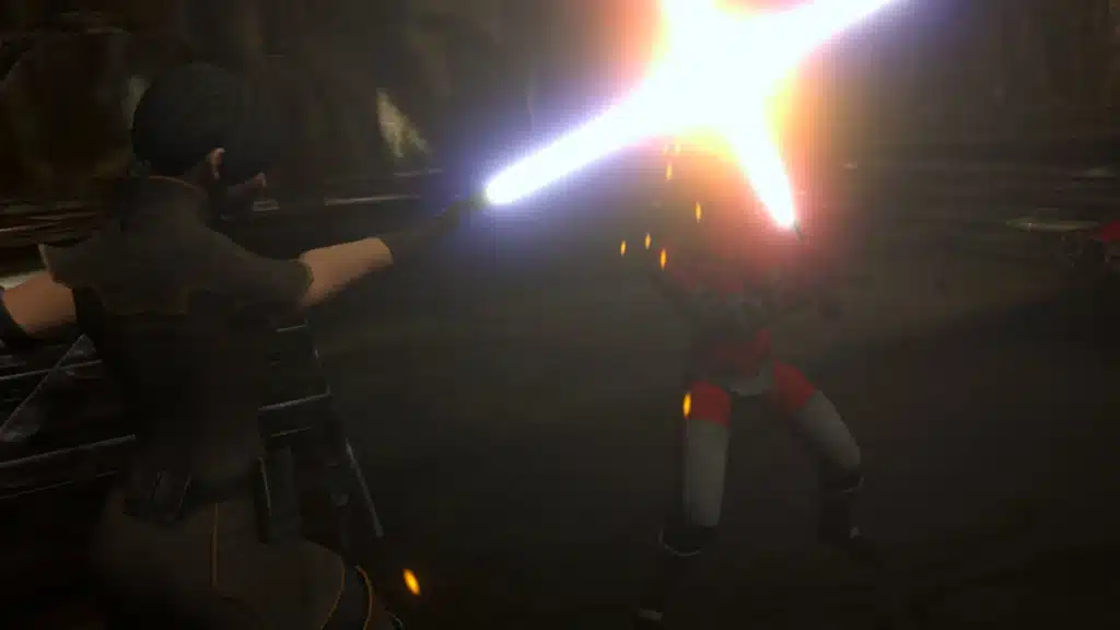 Satele Shan avatar with purple lightsaber in Blade and Sorcery Nomad Star Wars Female Armor mod